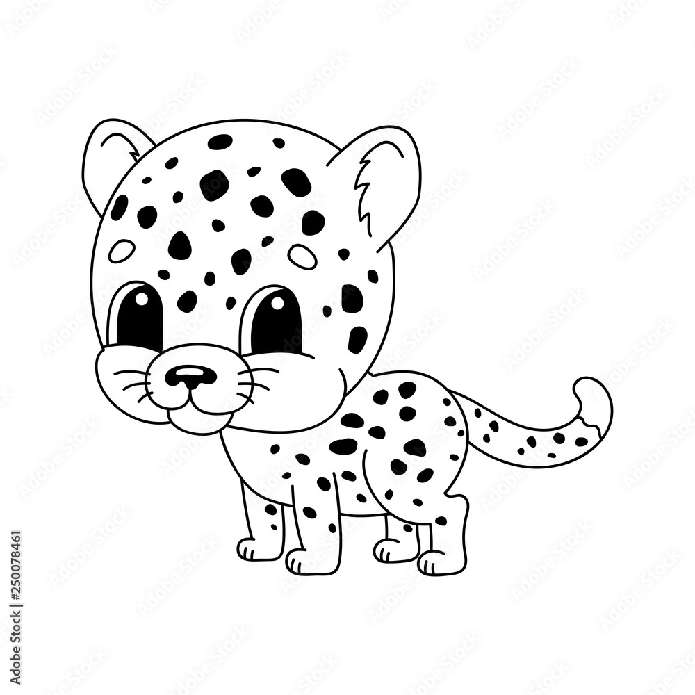 Cheetah coloring book for kids cheerful character vector illustration cute cartoon style hand drawn fantasy page for children isolated on white background vector