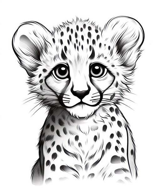 Premium ai image cute cheetah coloring page with clean lines ai generated