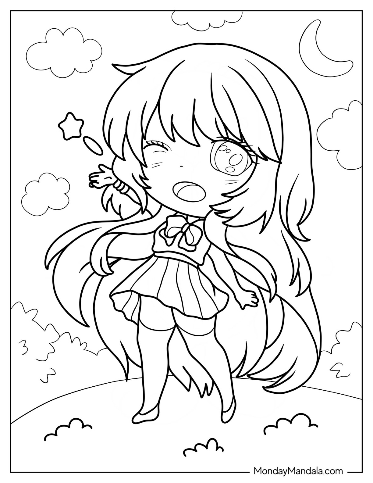 Chibi coloring pages free pdf printables