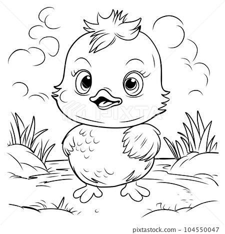 Chicken coloring page chick cute funny