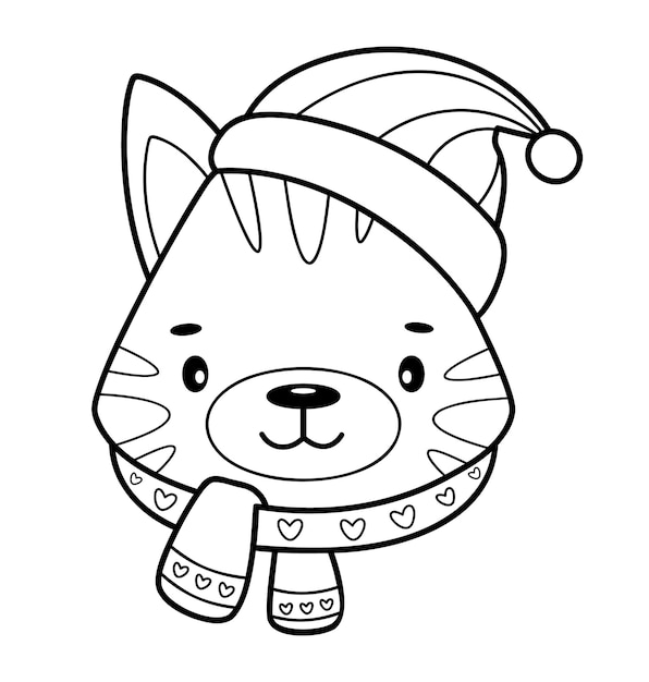 Premium vector christmas coloring book or page christmas animal black and white vector illustration