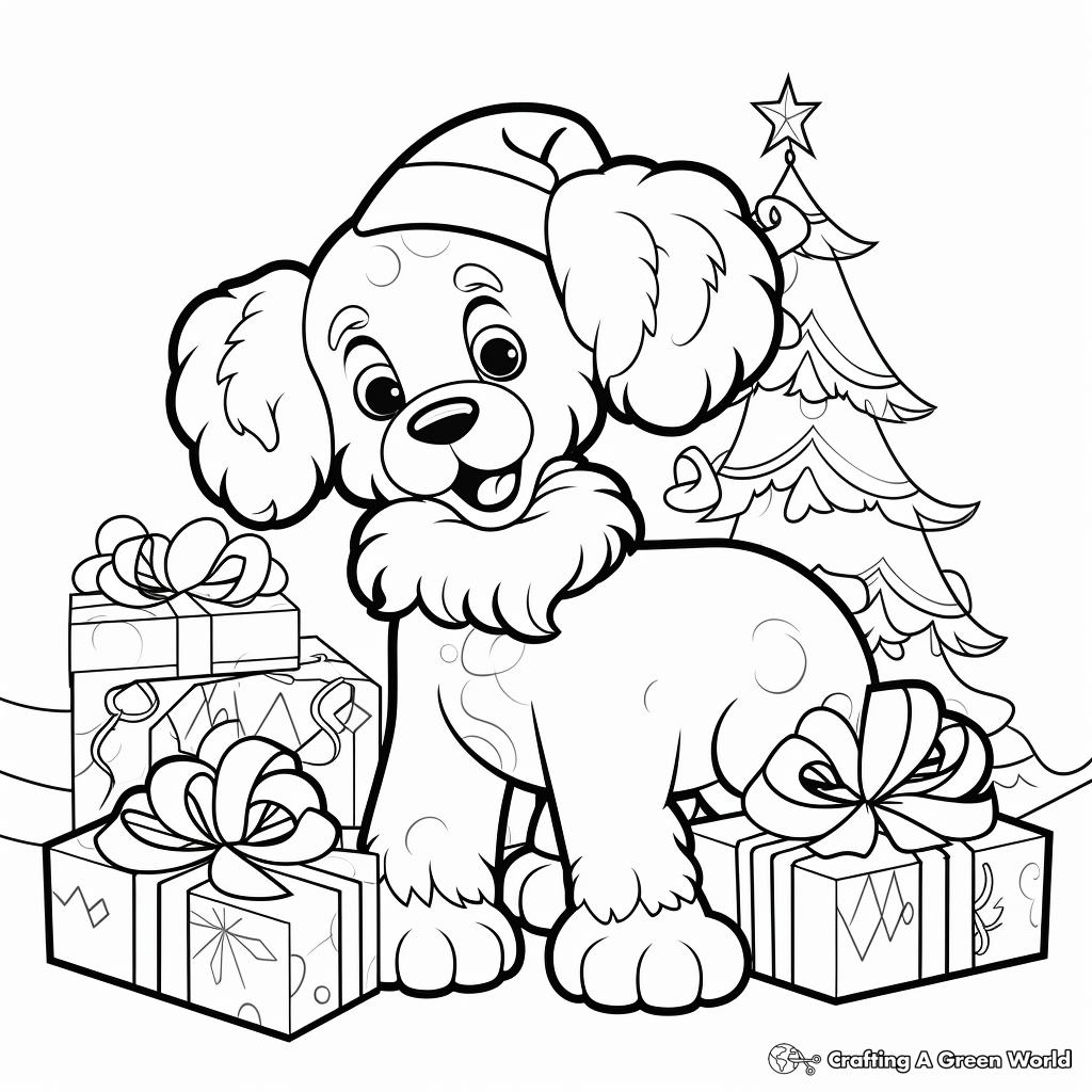 Christmas dog coloring pages