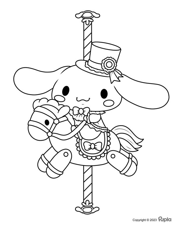 Cinnamoroll sitting on a carousel coloring page hello kitty colouring pages hello kitty coloring cute coloring pages