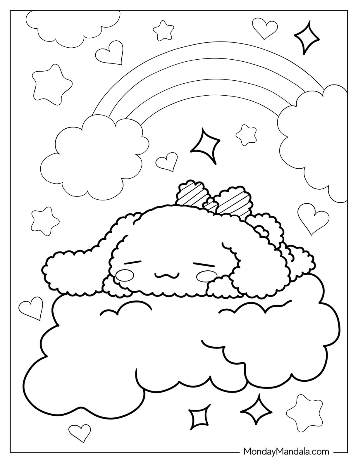 Cinnamoroll coloring pages free pdf printables