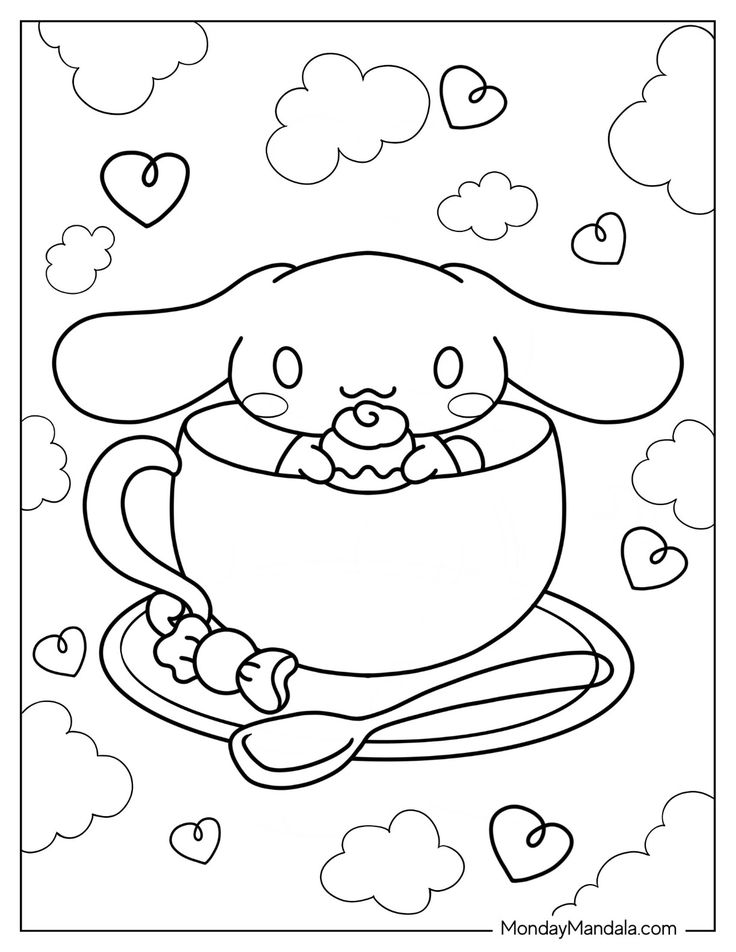 Cinnamoroll coloring pages free pdf printables hello kitty colouring pages cute coloring pages coloring pages