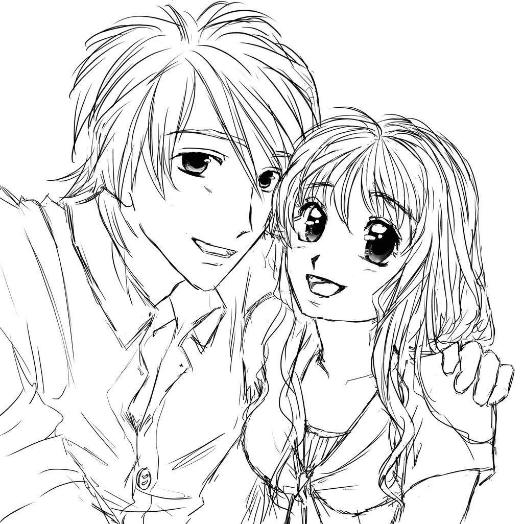 Anime couple coloring pages printable for free download