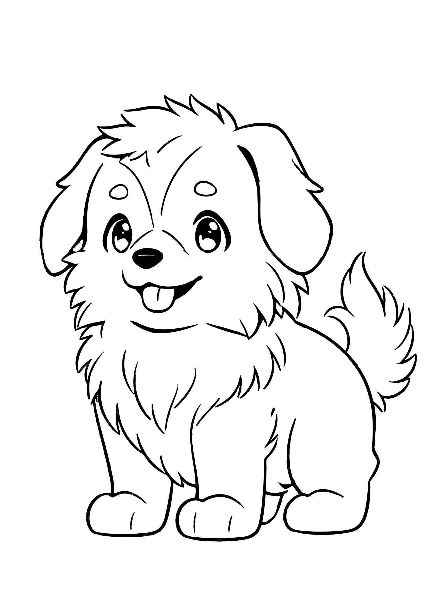 Premium vector cute dog coloring page