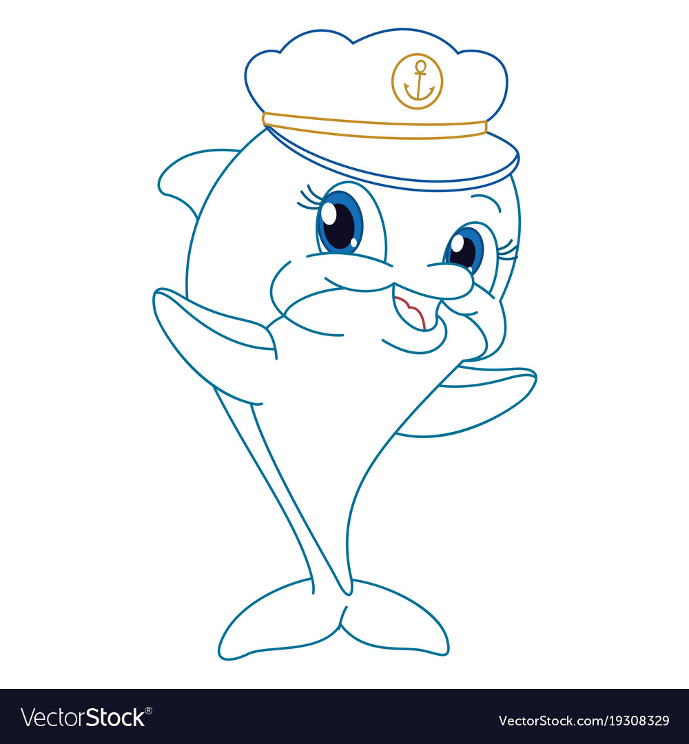 Cartoon dolphin coloring page royalty free vector image
