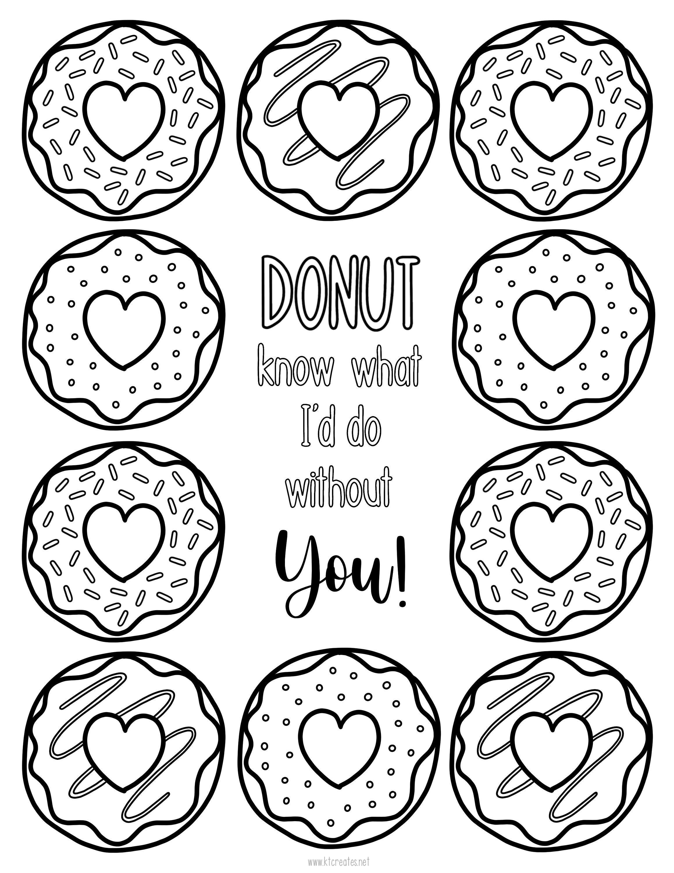 Valentines donuts coloring page