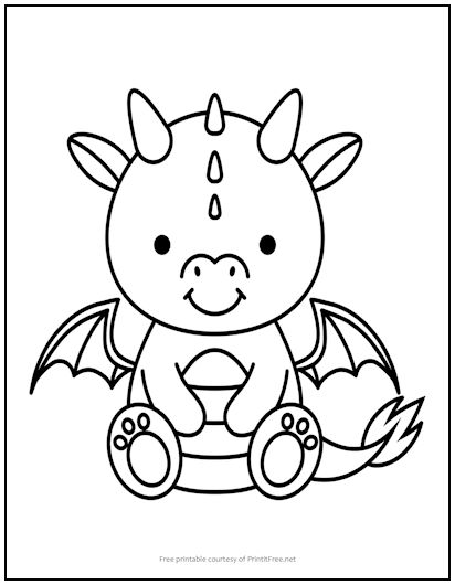 Baby dragon coloring page print it free