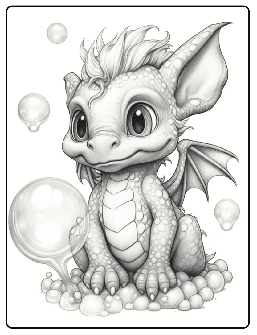 Whimsical wonders baby dragon coloring book