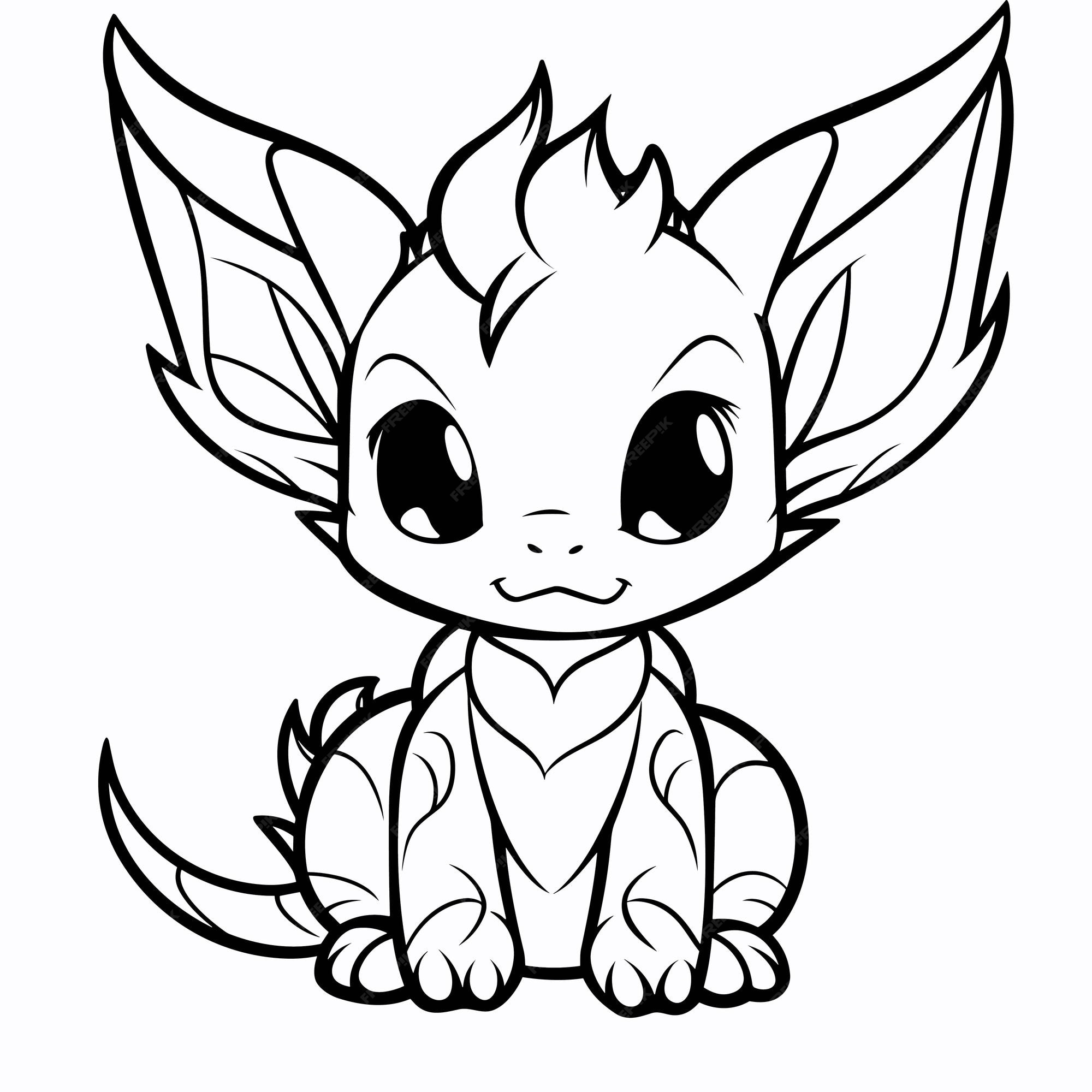 Premium vector hand drawn animal outline illustration cute dragon coloring pages for children