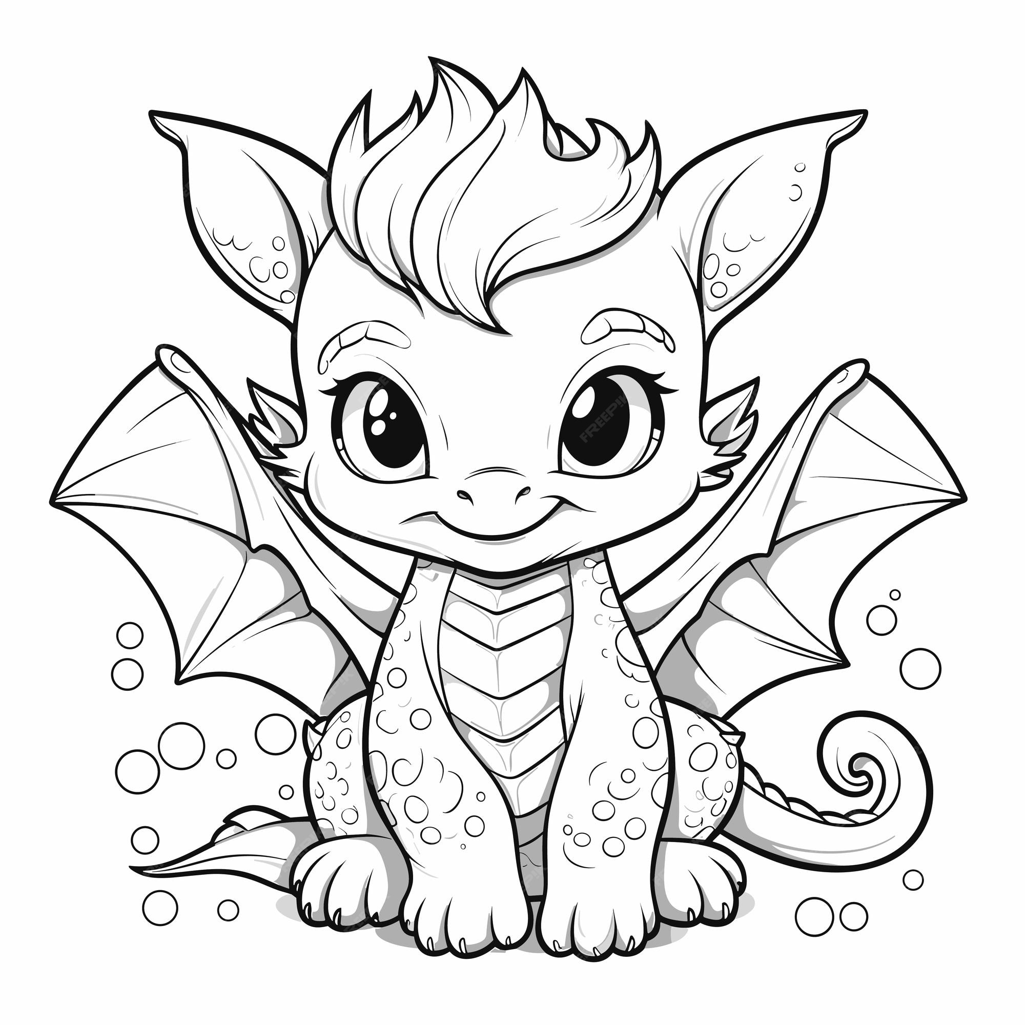 Premium vector hand drawn animal outline illustration cute dragon coloring pages for children