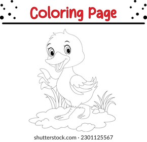 Duck coloring book page cute little stock vector royalty free