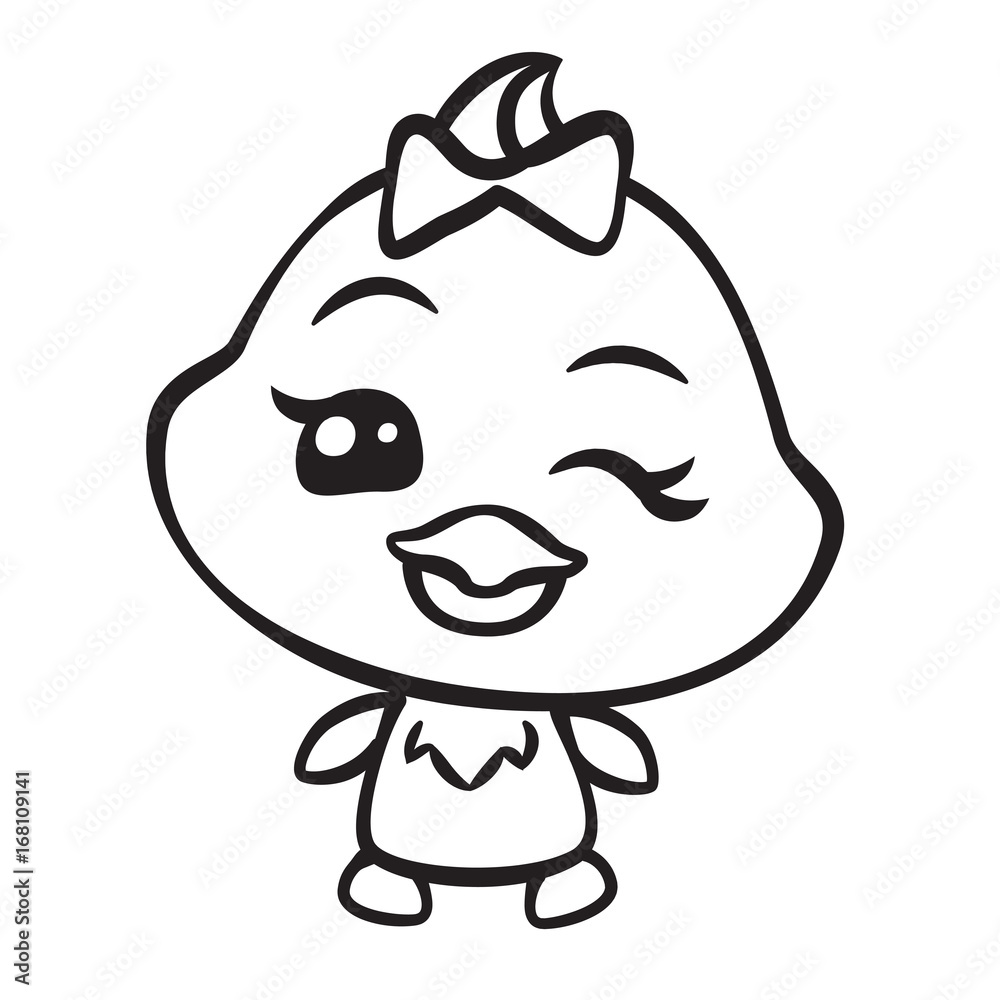 Vector cute duck coloring page illustration vector