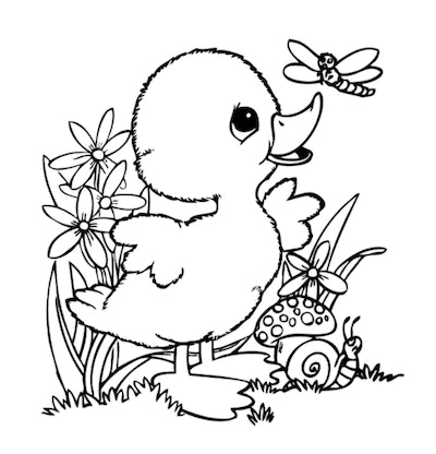Cute duck coloring pages for toddlers kids