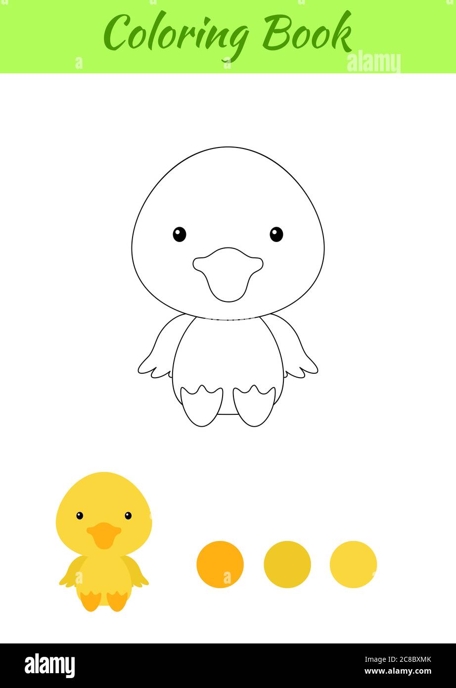 Coloring page little sitting baby duck coloring book for kids educational activity for preschool years kids and toddlers with cute animal stock vector image art