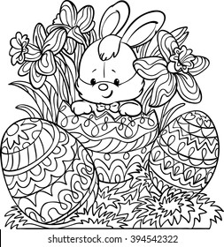 Coloring adultshappy easter cute easter bunny stock vector royalty free