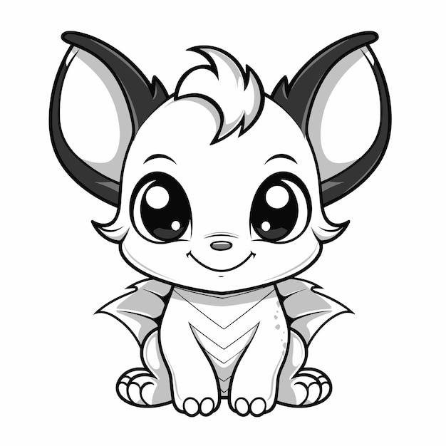 Premium vector hand drawn dragon outline illustration cute dragon coloring pages for children