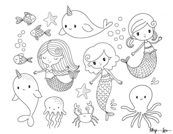 Mermaid coloring pages skip to my lou