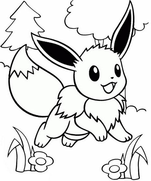 Cute eevee coloring page for kid pokemon coloring pages pokemon coloring cartoon coloring pages