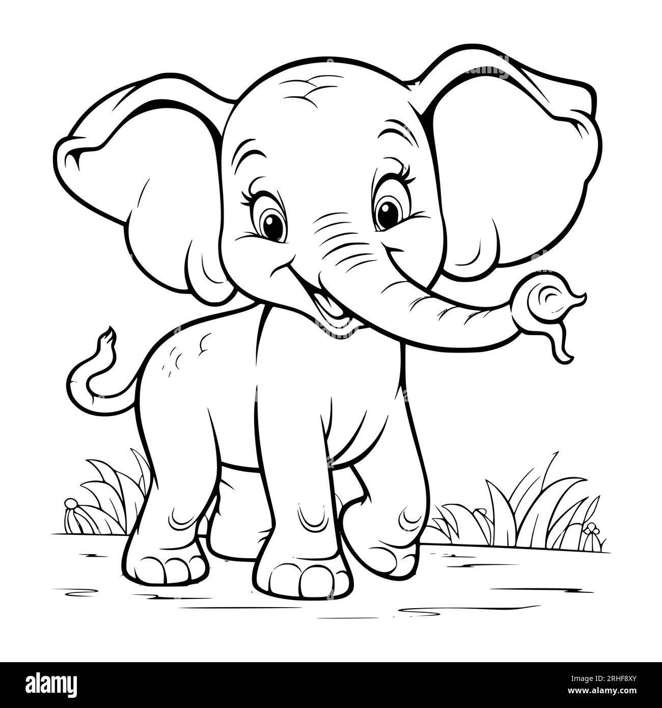 Baby elephant coloring page drawing for kids stock vector image art