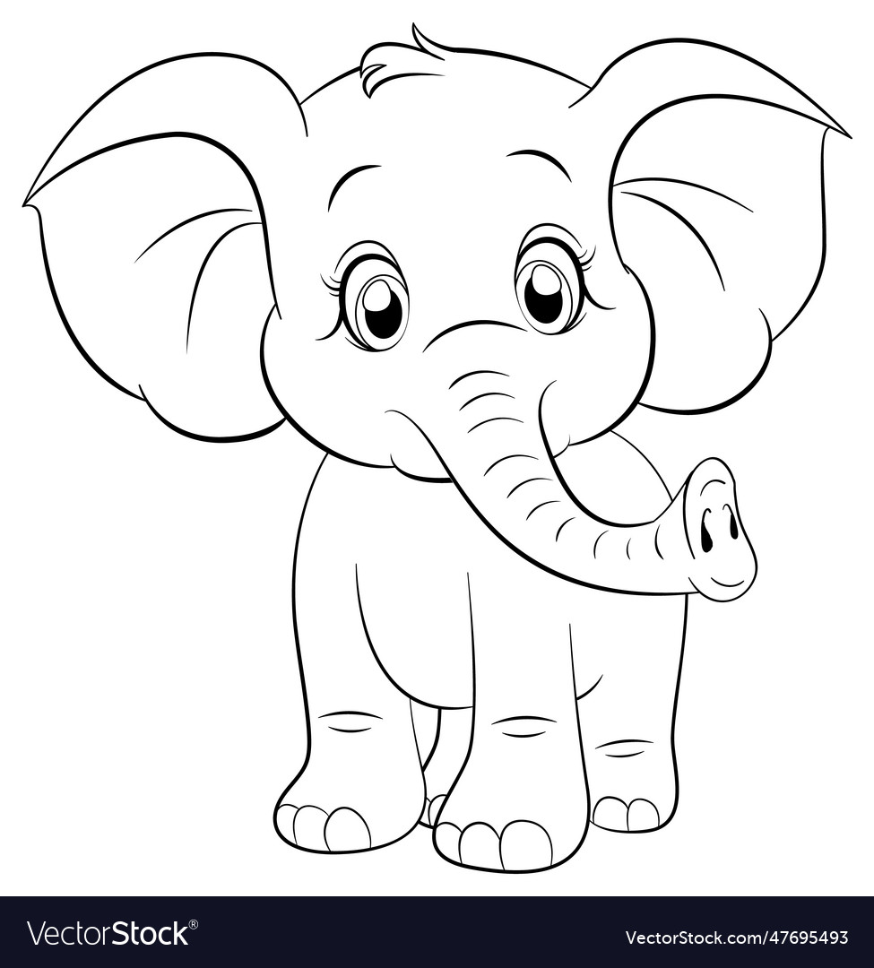Coloring page outline of cute elephant royalty free vector
