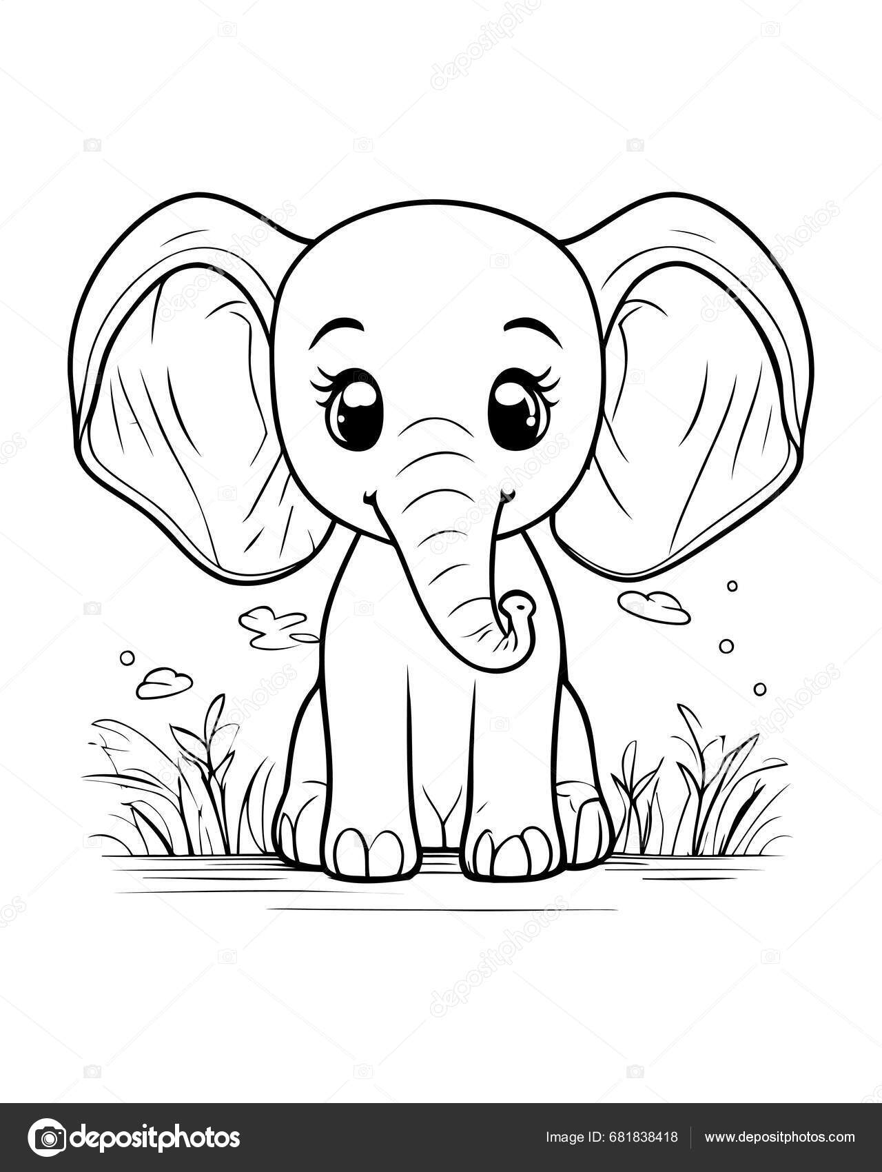 Coloring page outline cartoon elephant vector illustration stock vector by ibrandify