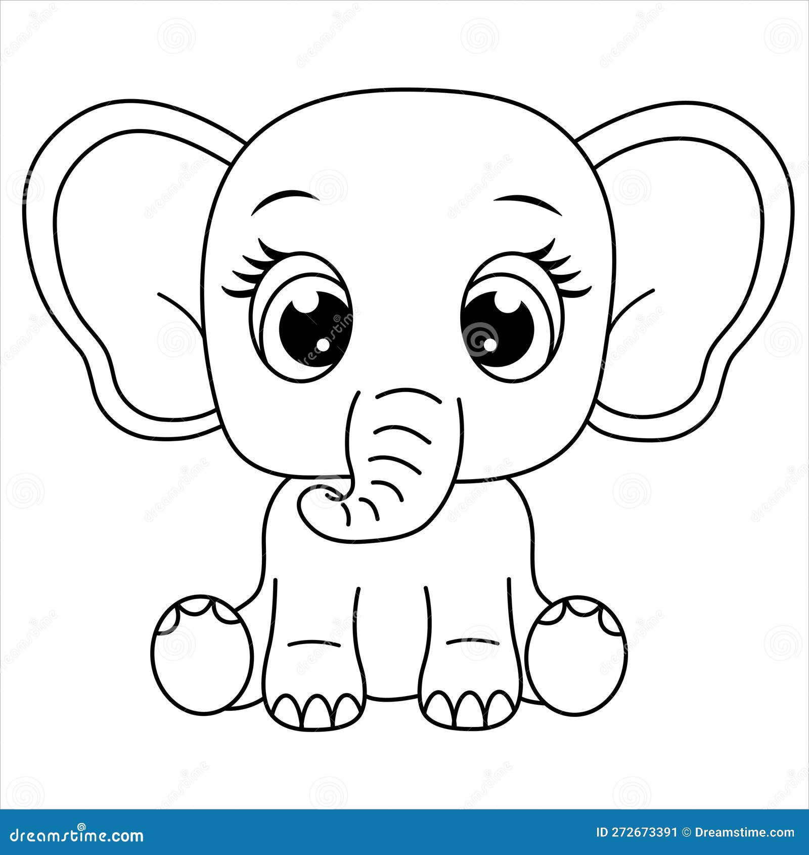 Cute elephant coloring page cartoon baby elephant illustration for children stock vector