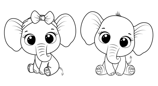 Baby elephant outline royalty