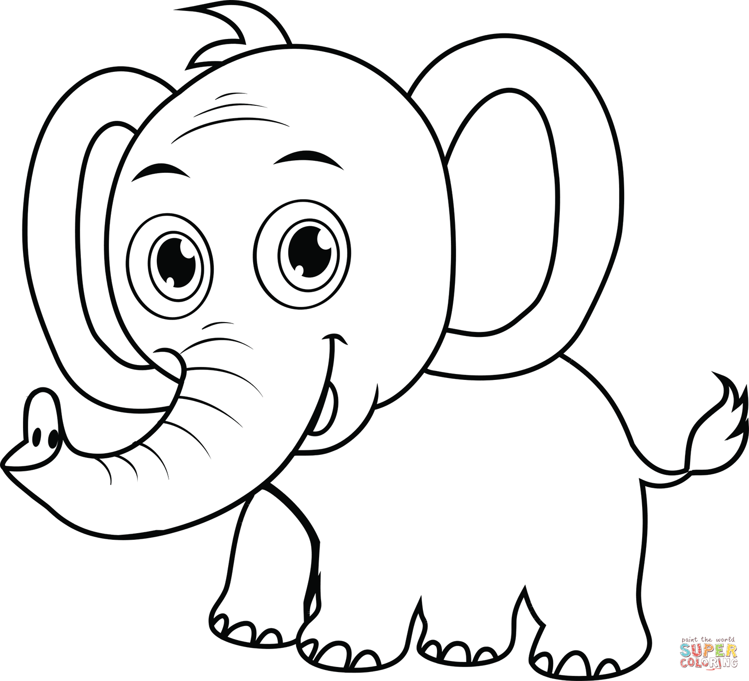 Cute elephant coloring page free printable coloring pages