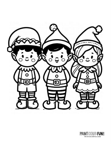 Cute christmas elves santas elves clipart coloring pages direct from the north pole at