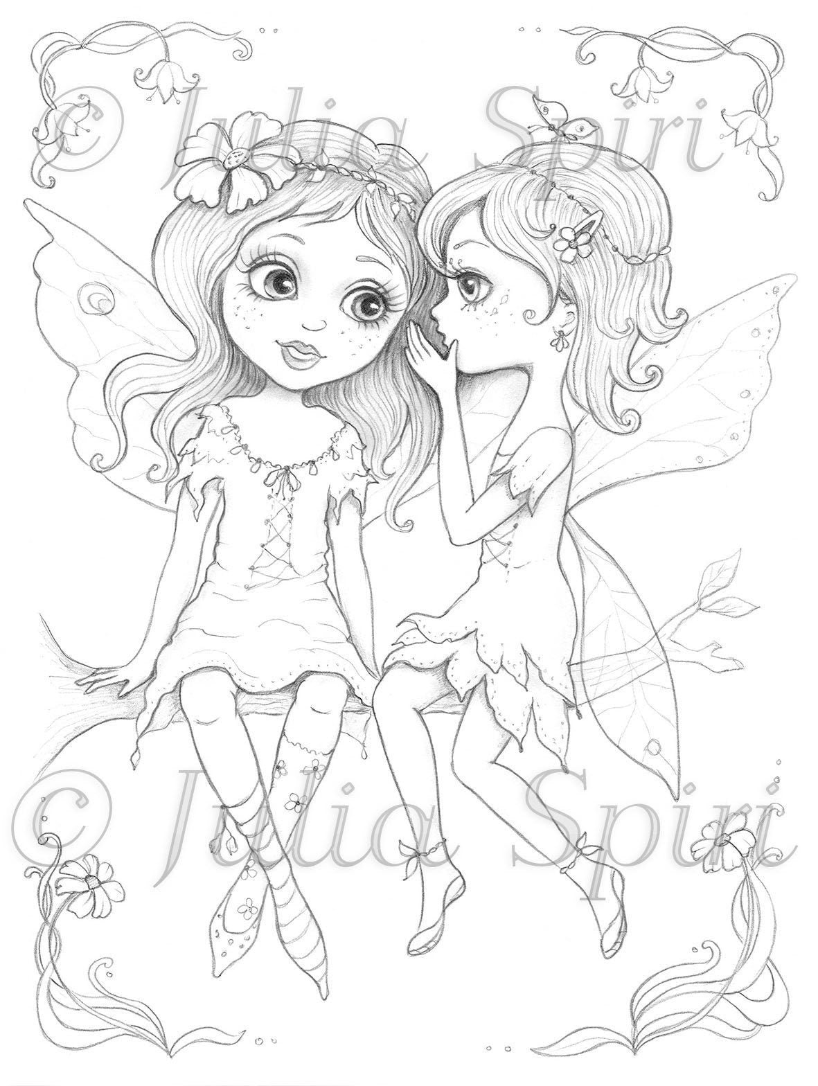 Coloring page cute fairies confidence â the art of julia spiri