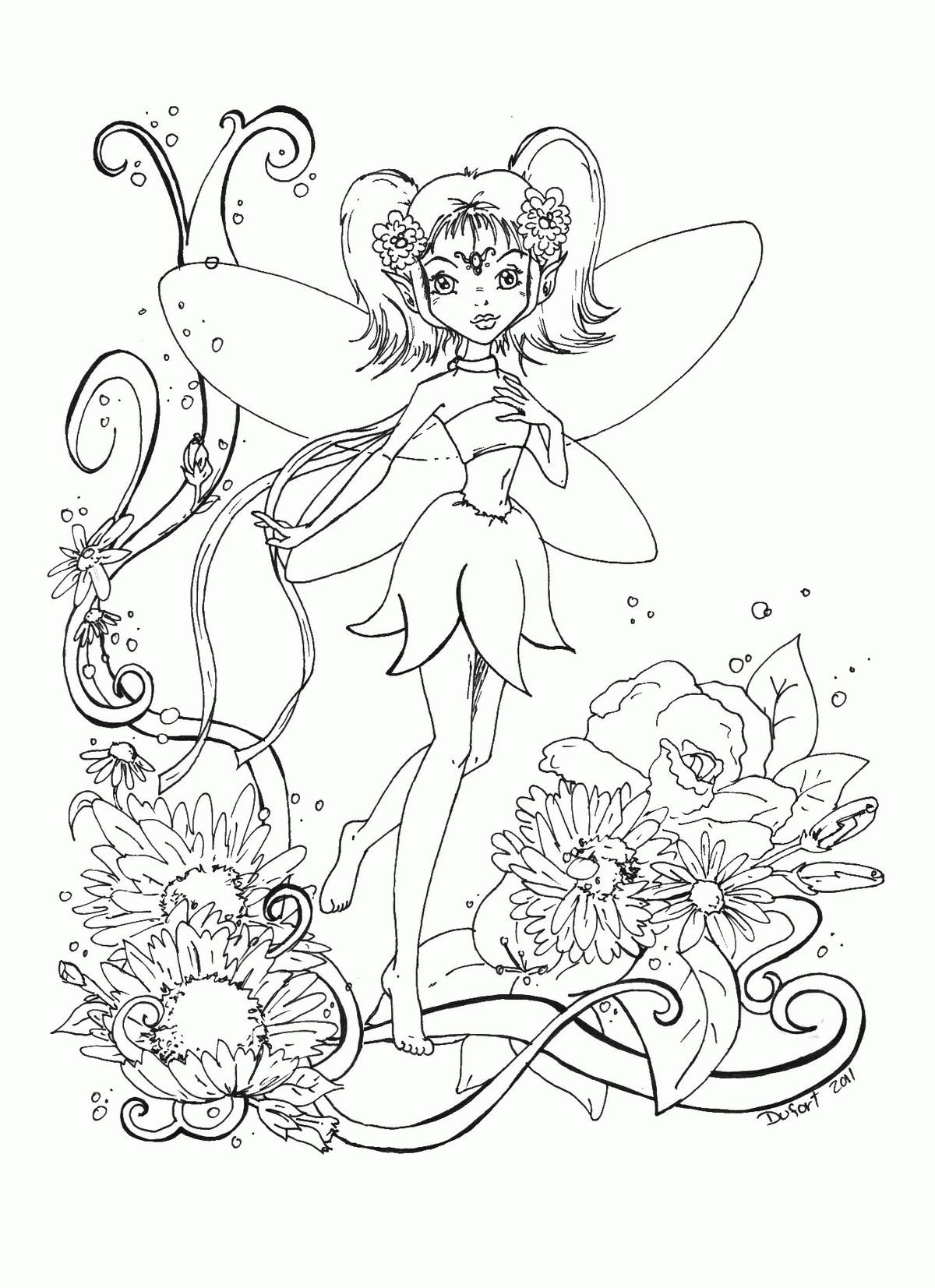 Cute fairy coloring page fairy coloring pages fairy coloring fairy coloring book
