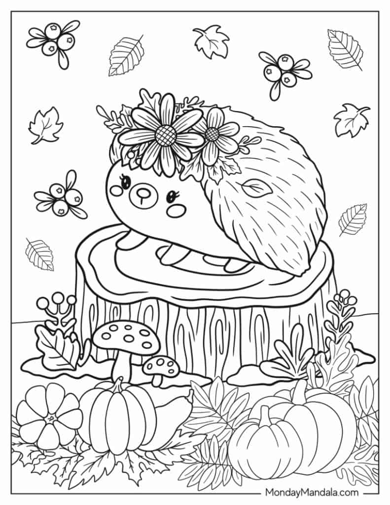 Autumn fall coloring pages free pdf printables