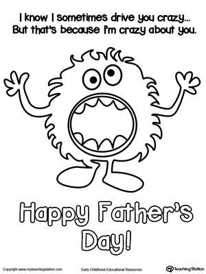 Free fathers day card crazy about you coloring page