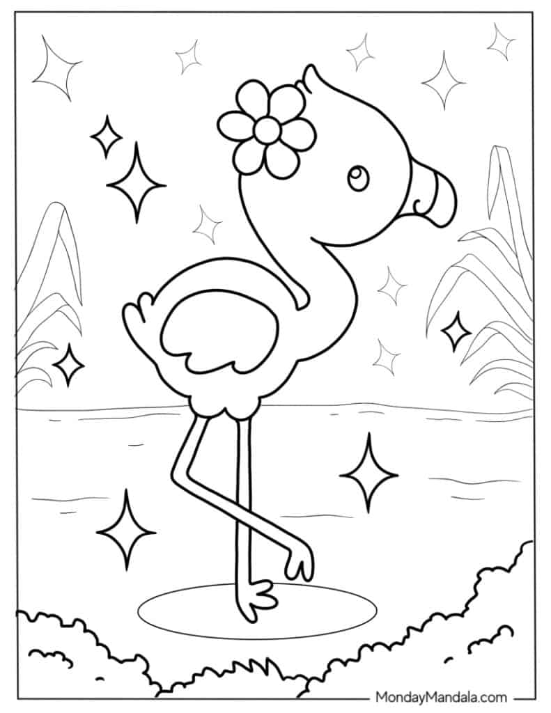 Flamingo coloring pages free pdf printables