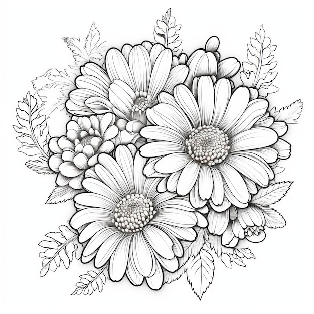 Premium ai image a cute flowers for coloring book