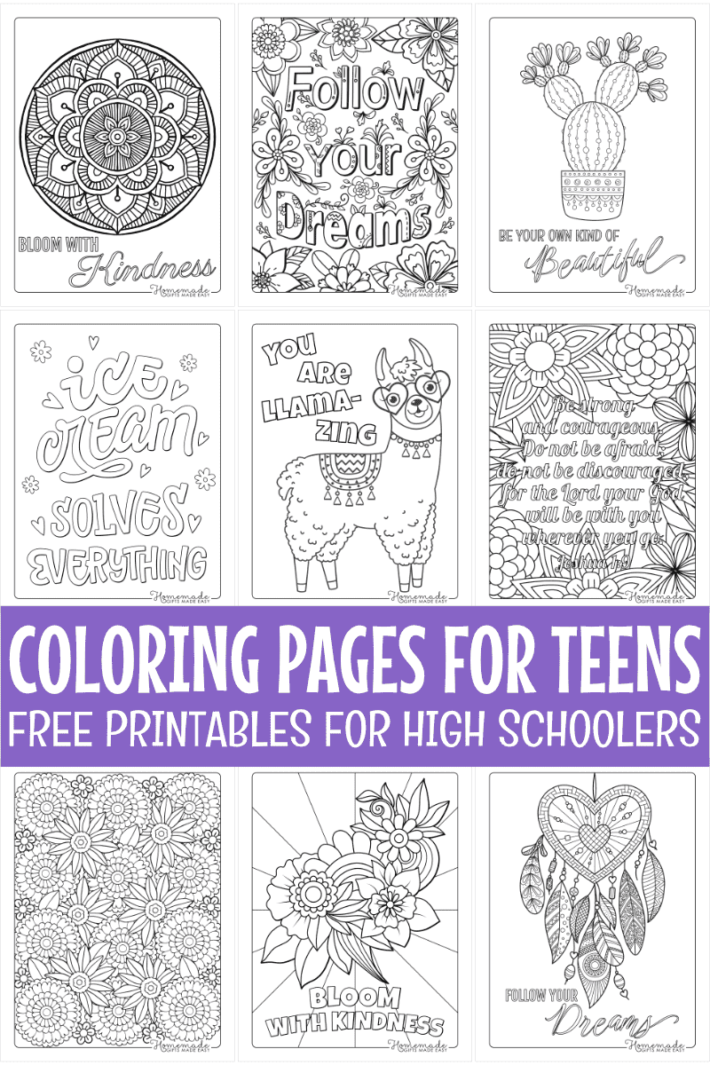 Free printable coloring pages for teens
