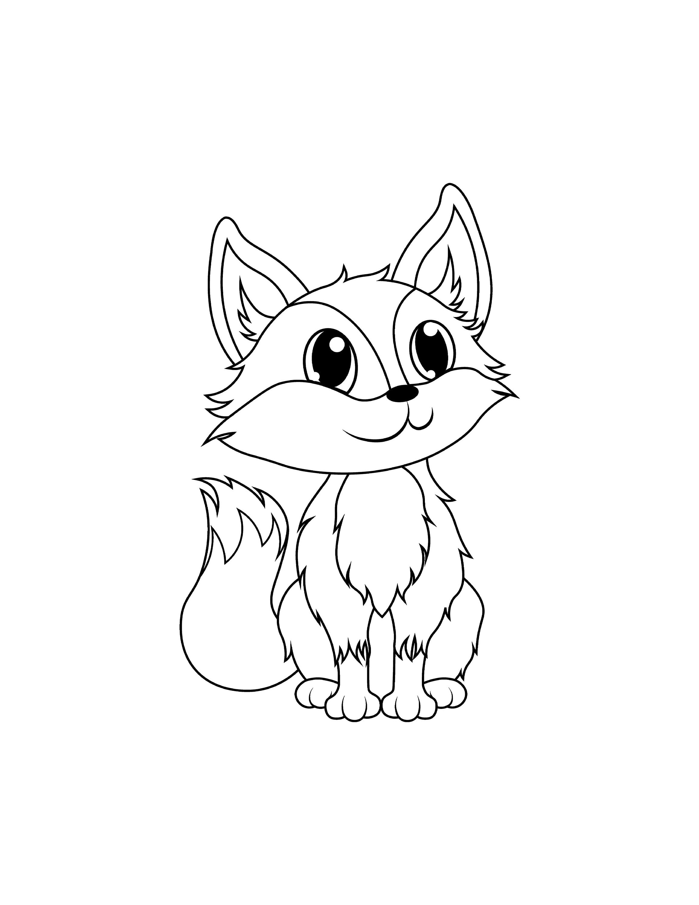 Printable cute little fox digital download cute fox coloring pages