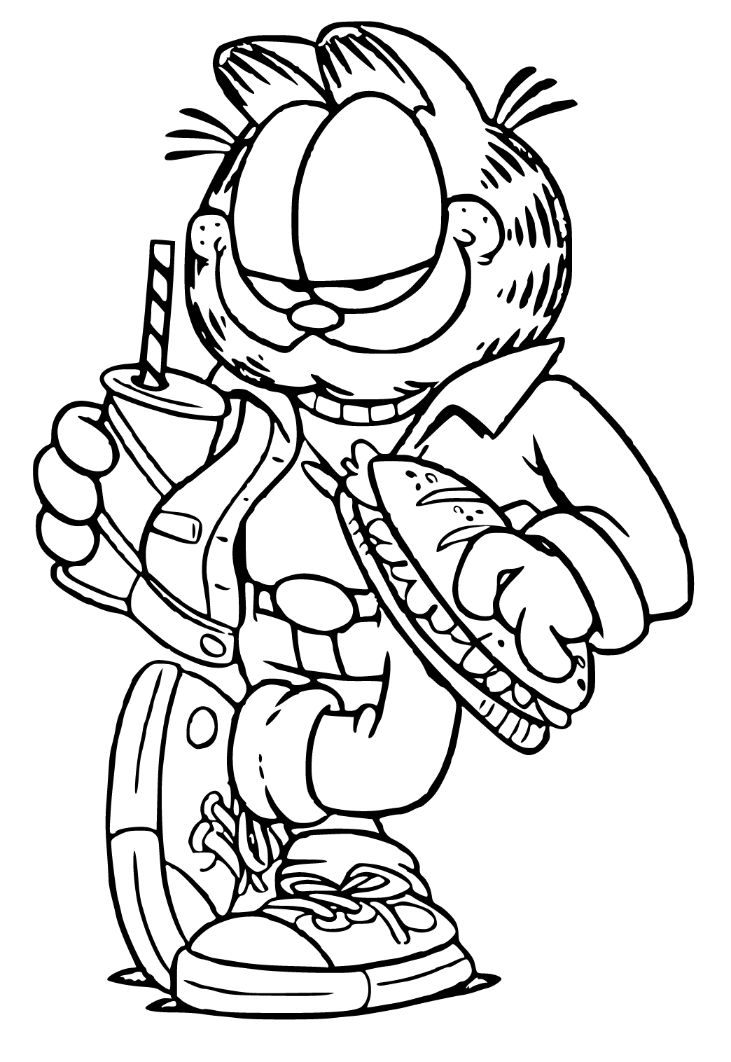 Free printable garfield food coloring page for adults and kids