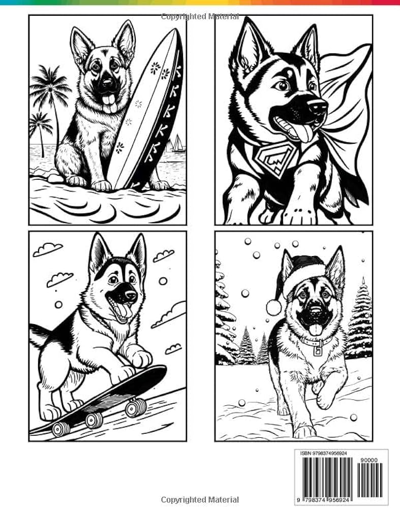 German shepherd loring book fun and easy dogs loring pages in cute style with german shepherd for kids adults dogs loring books for kids adults sommer alura books