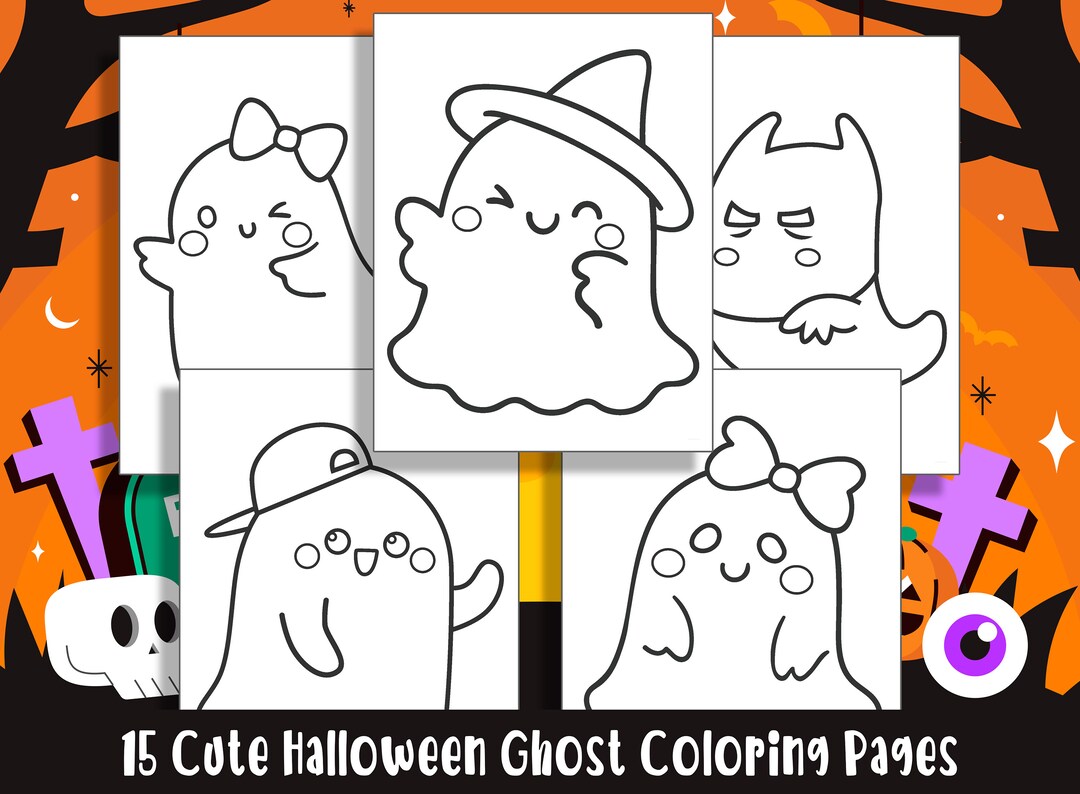 Cute halloween ghost coloring pages perfect for preschool and kindergarten pdf file instant download