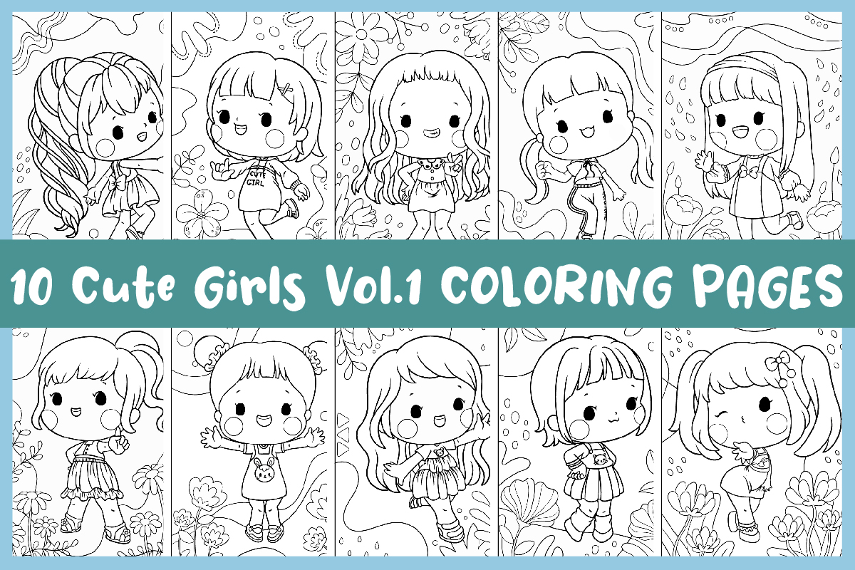 Cute girls vol coloring pages