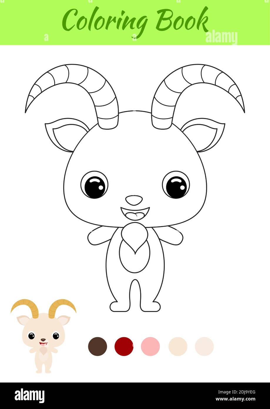 Coloring book little baby goat coloring page for kids educational activity for preschool years kids and toddlers with cute animal stock vector image art