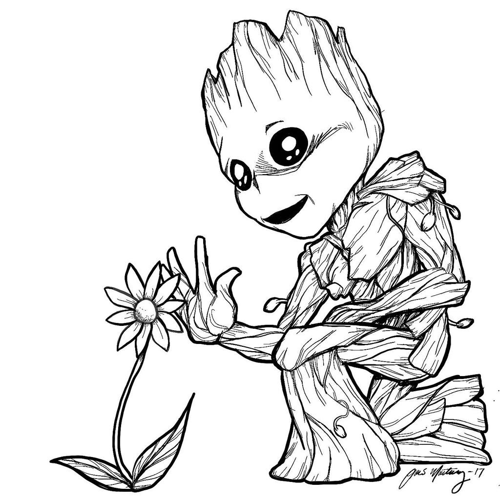 Baby groot makes a friend by elvisofthedead on