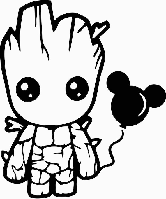 Baby groot with mickey ballon svg
