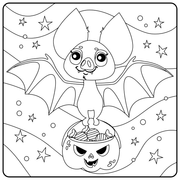 Premium vector halloween bat coloring pages for kids