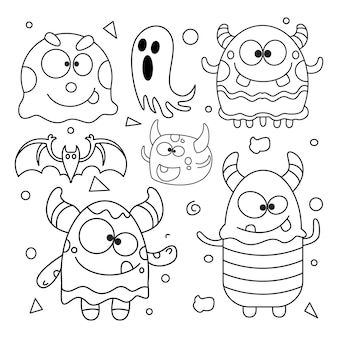 Cute monsters coloring book images