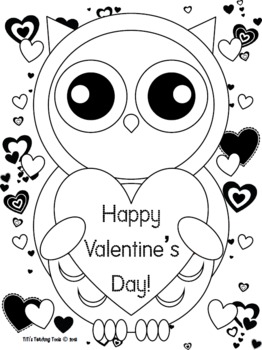 Valentines day owl coloring page valentines dayowl theme tpt